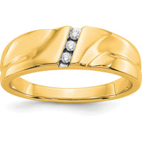 14K Yellow Gold Men's Diamond Band with 3 Round Natural Diamonds - 0.0675 Carat Total Diamond Weight by 0