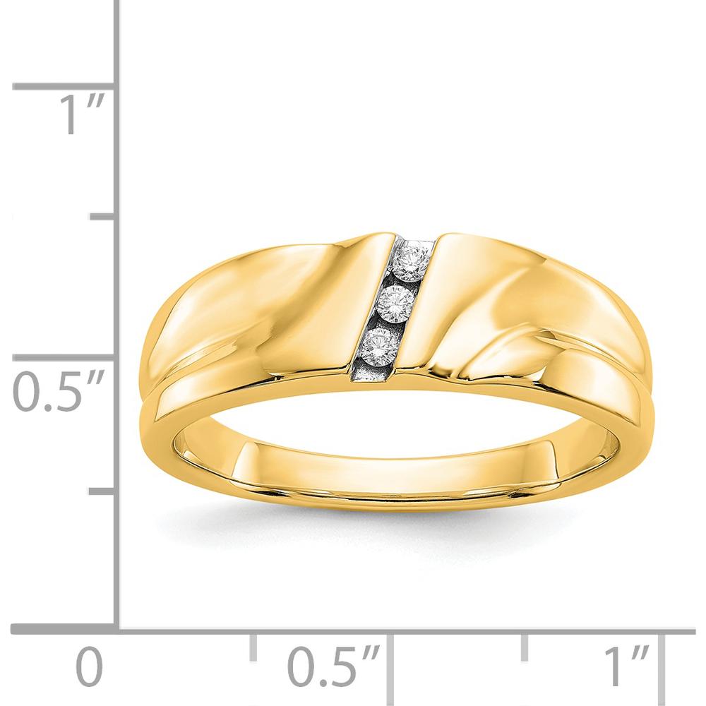14K Yellow Gold Men's Diamond Band with 3 Round Natural Diamonds - 0.0675 Carat Total Diamond Weight by 0