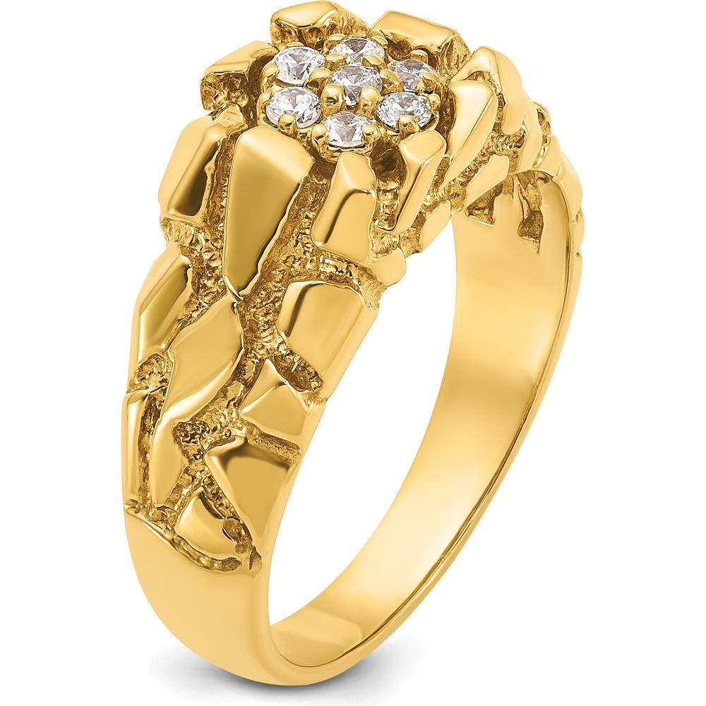 14K Yellow Gold Men's Diamond Cluster Nugget Ring - 1/4 Carats Total Diamond Weight by IBGoodman