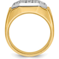 14K Yellow Gold Men's Diamond Cluster Ring with 1 Carat AA Quality Round Diamonds and Satin Finish by IBGoodman
