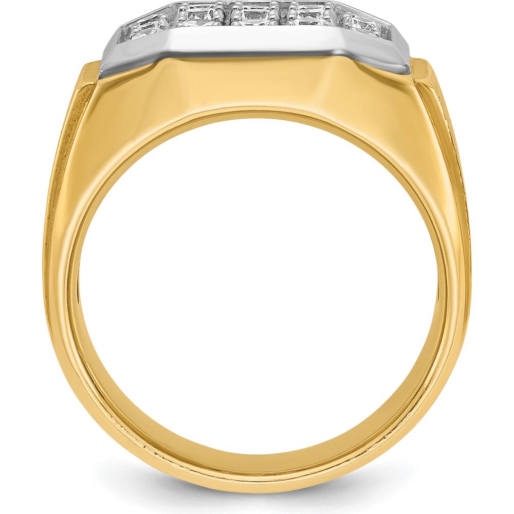 14K Yellow Gold Men's Diamond Cluster Ring with 1 Carat AA Quality Round Diamonds and Satin Finish by IBGoodman