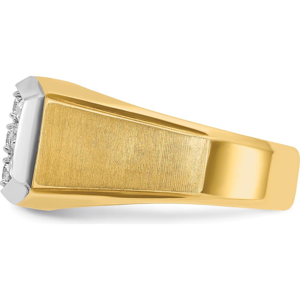 14K Yellow Gold Men's Diamond Cluster Ring with 1 Carat AA Quality Round Diamonds and Satin Finish by IBGoodman