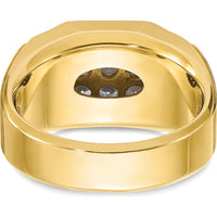 14K Yellow Gold Men's Diamond Cluster Ring with 1 Carat AA Quality Round Diamonds and Satin Finish by IBGoodman