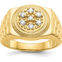 14K Yellow Gold Men's Diamond Cluster Ring with 7 Round Diamonds - 0.00 Carat Total Diamond Weight by IBGoodman