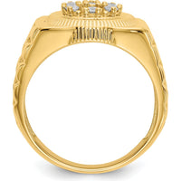 14K Yellow Gold Men's Diamond Cluster Ring with 7 Round Diamonds - 0.00 Carat Total Diamond Weight by IBGoodman