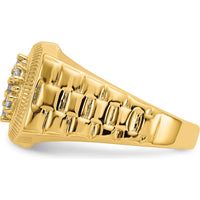 14K Yellow Gold Men's Diamond Cluster Ring with 7 Round Diamonds - 0.00 Carat Total Diamond Weight by IBGoodman