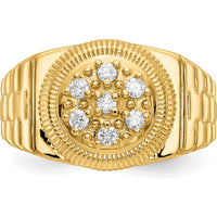 14K Yellow Gold Men's Diamond Cluster Ring with 7 Round Diamonds - 0.00 Carat Total Diamond Weight by IBGoodman