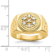 14K Yellow Gold Men's Diamond Cluster Ring with 7 Round Diamonds - 0.00 Carat Total Diamond Weight by IBGoodman
