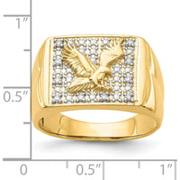14K Yellow Gold Men's Diamond Eagle Ring with Rhodium Accents - 0.10 Carat Total Diamond Weight by IBGoodman