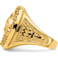 14K Yellow Gold Men's Diamond Horseshoe Ring with Horse Head and 14 Round Diamonds - 0.035 Carat Total Diamond Weight by 0