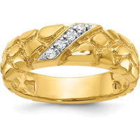 14K Yellow Gold Men's Diamond Nugget Ring with 0.017 Carats Round Diamonds by IBGoodman