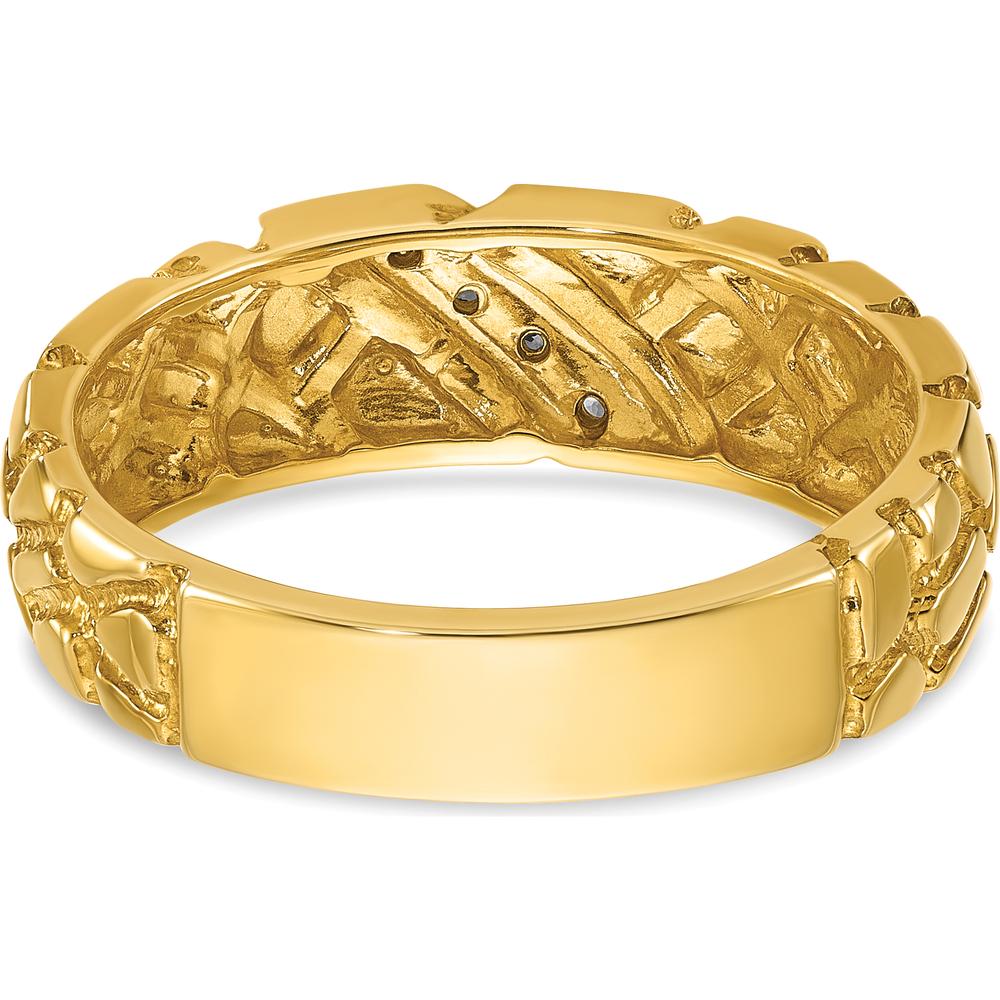 14K Yellow Gold Men's Diamond Nugget Ring with 0.017 Carats Round Diamonds by IBGoodman
