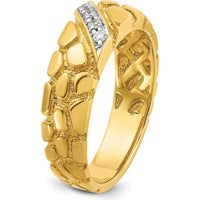 14K Yellow Gold Men's Diamond Nugget Ring with 0.017 Carats Round Diamonds by IBGoodman