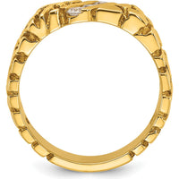 14K Yellow Gold Men's Diamond Nugget Ring with 3-Set Round Diamonds - 0.30 Carats Total Diamond Weight by IBGoodman