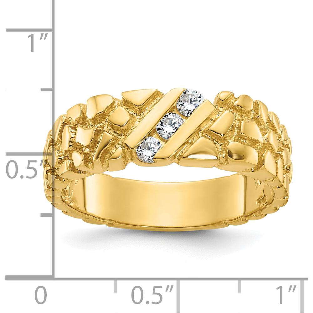14K Yellow Gold Men's Diamond Nugget Ring with 3-Set Round Diamonds - 0.30 Carats Total Diamond Weight by IBGoodman