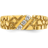 14K Yellow Gold Men's Diamond Nugget Ring with 3-Set Round Diamonds - 0.30 Carats Total Diamond Weight by IBGoodman