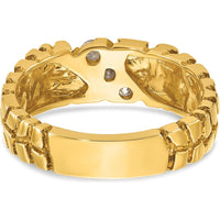 14K Yellow Gold Men's Diamond Nugget Ring with 3-Set Round Diamonds - 0.30 Carats Total Diamond Weight by IBGoodman