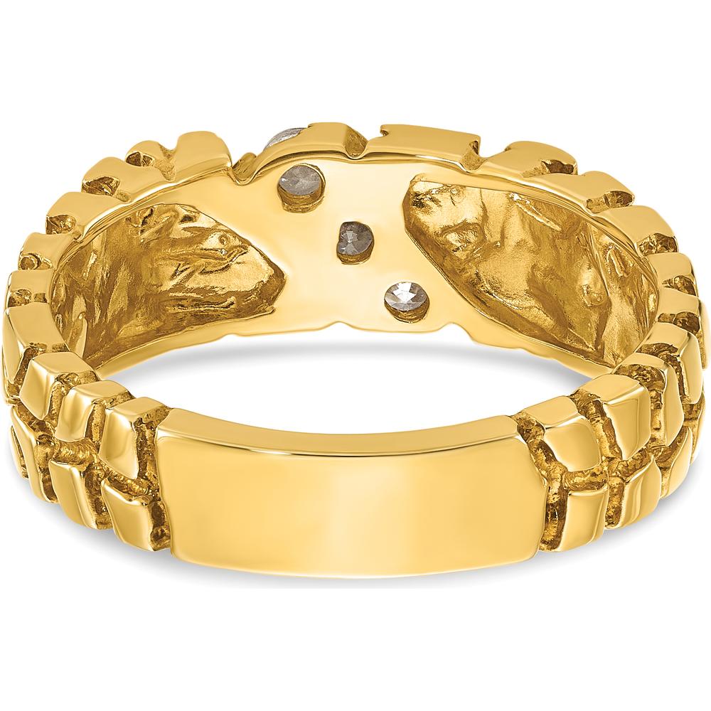 14K Yellow Gold Men's Diamond Nugget Ring with 3-Set Round Diamonds - 0.30 Carats Total Diamond Weight by IBGoodman