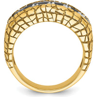 14K Yellow Gold Men's Diamond Nugget Ring with 5 Round Diamonds - 1.0 Carats Total Diamond Weight by IBGoodman