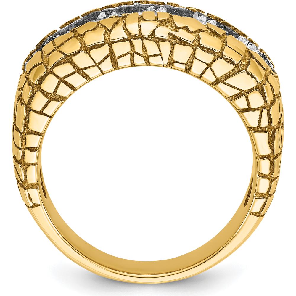14K Yellow Gold Men's Diamond Nugget Ring with 5 Round Diamonds - 1.0 Carats Total Diamond Weight by IBGoodman