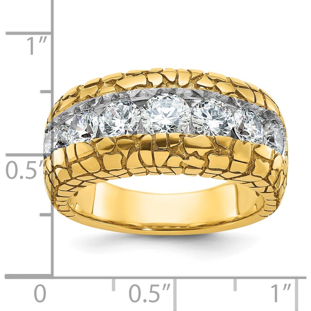 14K Yellow Gold Men's Diamond Nugget Ring with 5 Round Diamonds - 1.0 Carats Total Diamond Weight by IBGoodman