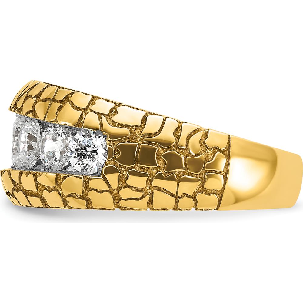 14K Yellow Gold Men's Diamond Nugget Ring with 5 Round Diamonds - 1.0 Carats Total Diamond Weight by IBGoodman