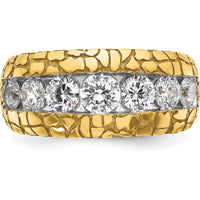 14K Yellow Gold Men's Diamond Nugget Ring with 5 Round Diamonds - 1.0 Carats Total Diamond Weight by IBGoodman