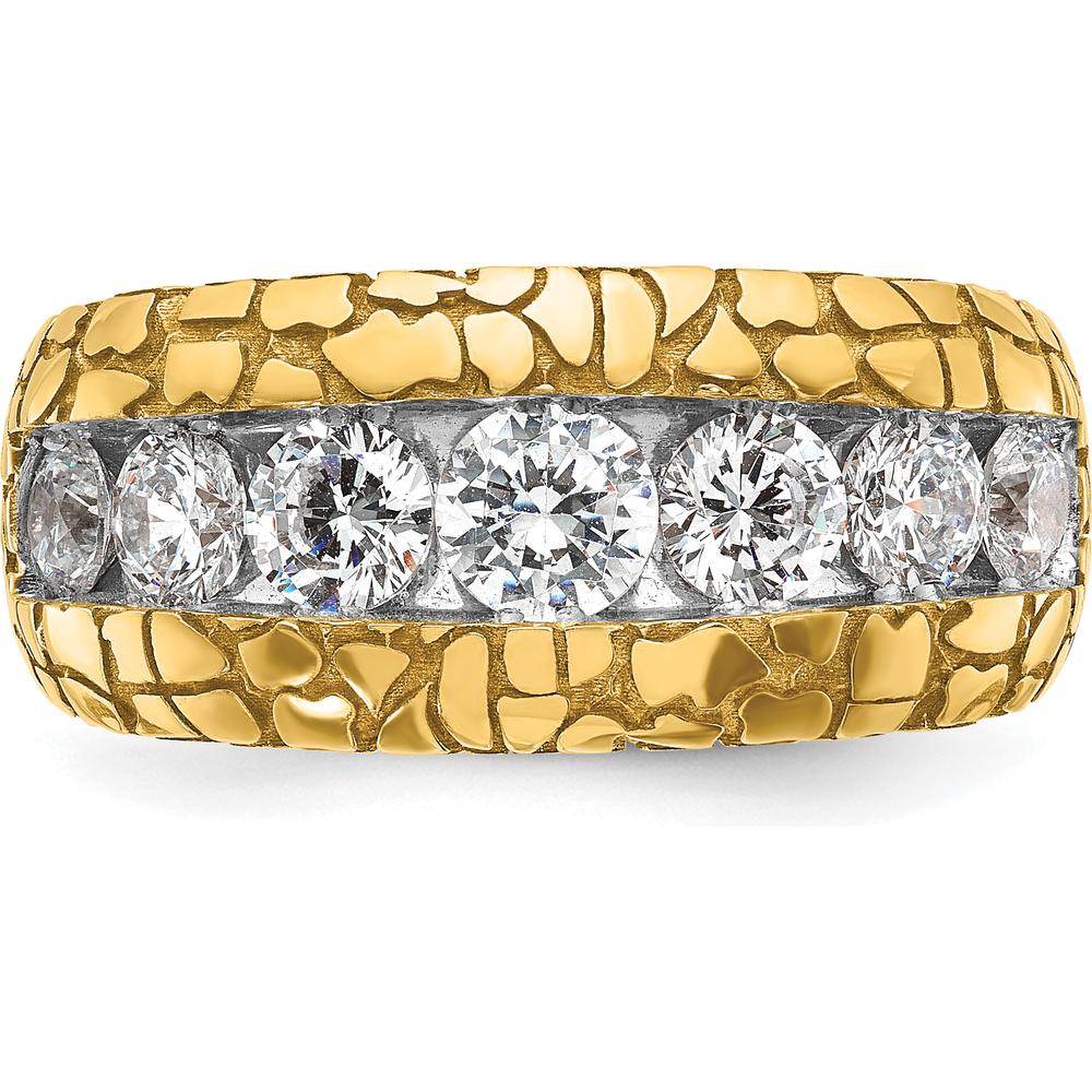 14K Yellow Gold Men's Diamond Nugget Ring with 5 Round Diamonds - 1.0 Carats Total Diamond Weight by IBGoodman