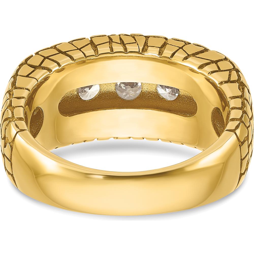 14K Yellow Gold Men's Diamond Nugget Ring with 5 Round Diamonds - 1.0 Carats Total Diamond Weight by IBGoodman