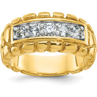 14K Yellow Gold Men's Diamond Nugget Ring with Round Brilliant Diamonds - 0.50 Carats Total Diamond Weight by IBGoodman