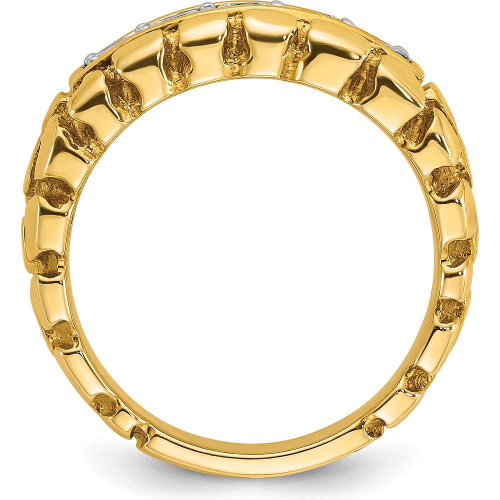 14K Yellow Gold Men's Diamond Nugget Ring with Round Brilliant Diamonds - 0.50 Carats Total Diamond Weight by IBGoodman