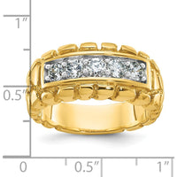 14K Yellow Gold Men's Diamond Nugget Ring with Round Brilliant Diamonds - 0.50 Carats Total Diamond Weight by IBGoodman