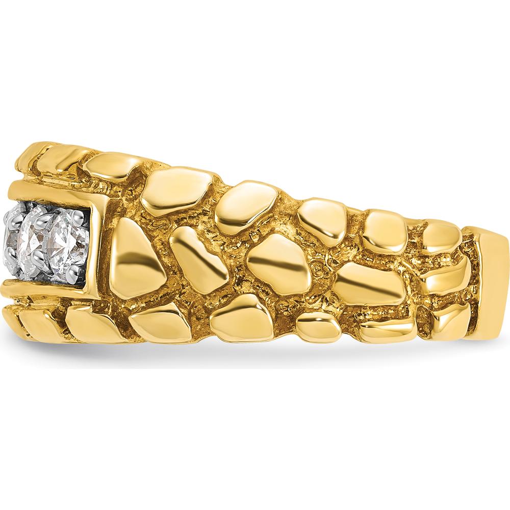 14K Yellow Gold Men's Diamond Nugget Ring with Round Brilliant Diamonds - 0.50 Carats Total Diamond Weight by IBGoodman