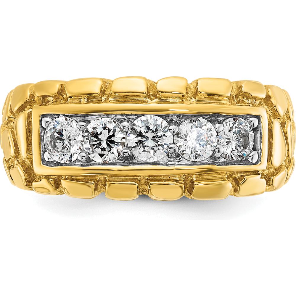 14K Yellow Gold Men's Diamond Nugget Ring with Round Brilliant Diamonds - 0.50 Carats Total Diamond Weight by IBGoodman