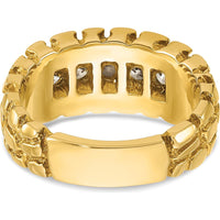 14K Yellow Gold Men's Diamond Nugget Ring with Round Brilliant Diamonds - 0.50 Carats Total Diamond Weight by IBGoodman