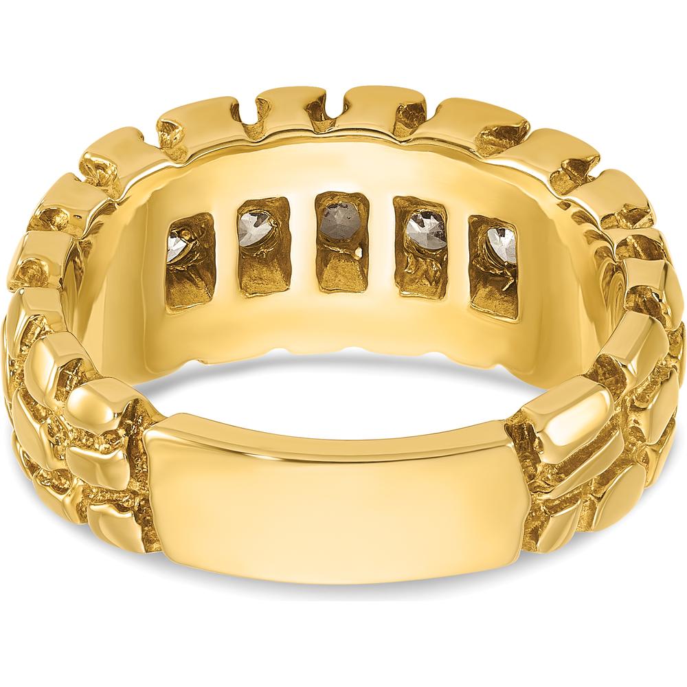 14K Yellow Gold Men's Diamond Nugget Ring with Round Brilliant Diamonds - 0.50 Carats Total Diamond Weight by IBGoodman