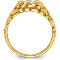 14K Yellow Gold Men's Diamond Nugget Ring with Round Faceted Diamond - 0.17 Carats Total Diamond Weight by IBGoodman