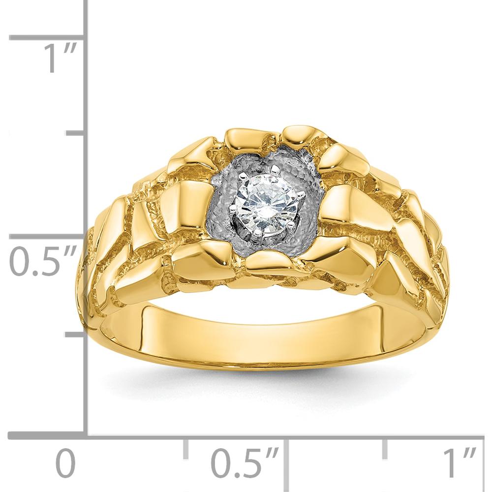 14K Yellow Gold Men's Diamond Nugget Ring with Round Faceted Diamond - 0.17 Carats Total Diamond Weight by IBGoodman