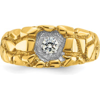 14K Yellow Gold Men's Diamond Nugget Ring with Round Faceted Diamond - 0.17 Carats Total Diamond Weight by IBGoodman