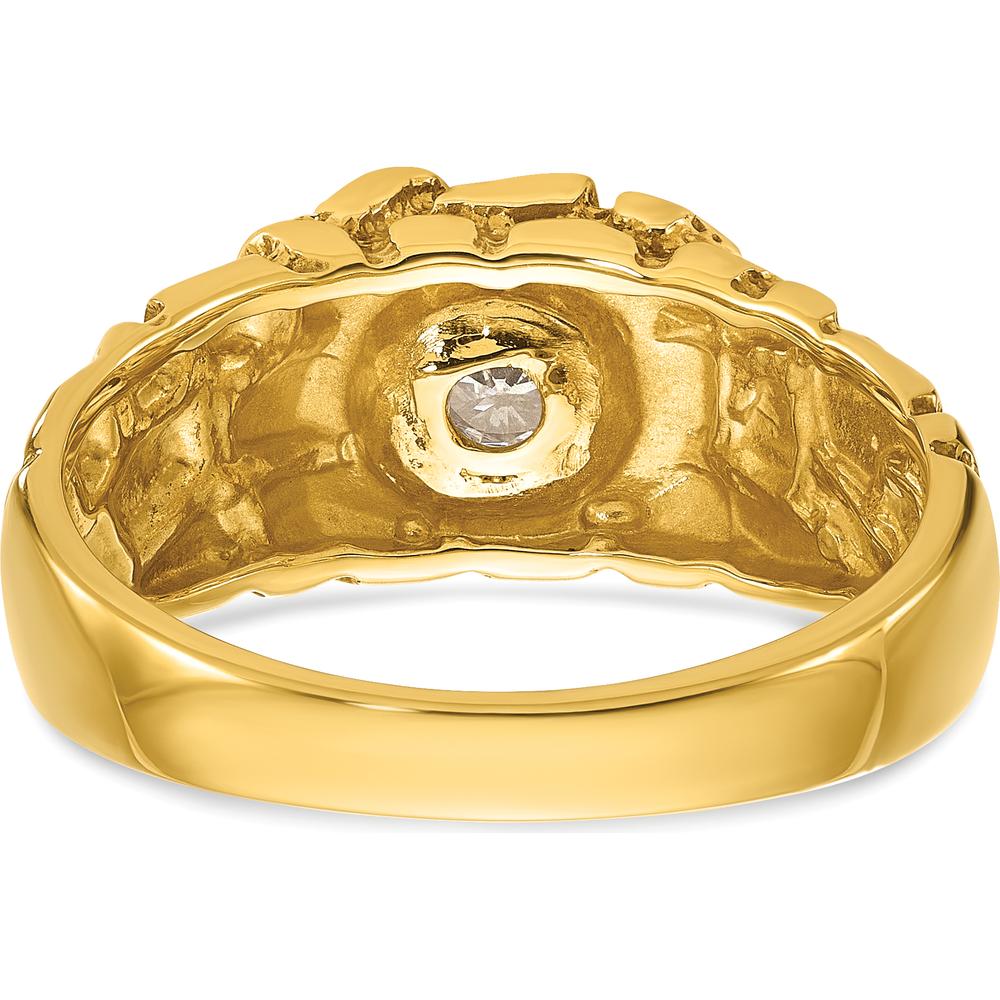 14K Yellow Gold Men's Diamond Nugget Ring with Round Faceted Diamond - 0.17 Carats Total Diamond Weight by IBGoodman