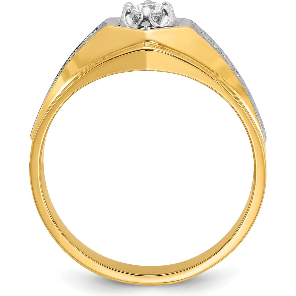 14K Yellow Gold Men's Diamond Ring Mounting with Channel Set Diamonds and Satin Finish - 0.50 Carats Total Diamond Weight by IBGoodman