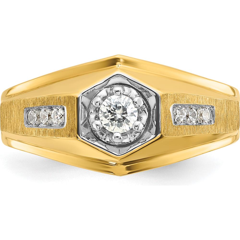14K Yellow Gold Men's Diamond Ring Mounting with Channel Set Diamonds and Satin Finish - 0.50 Carats Total Diamond Weight by IBGoodman
