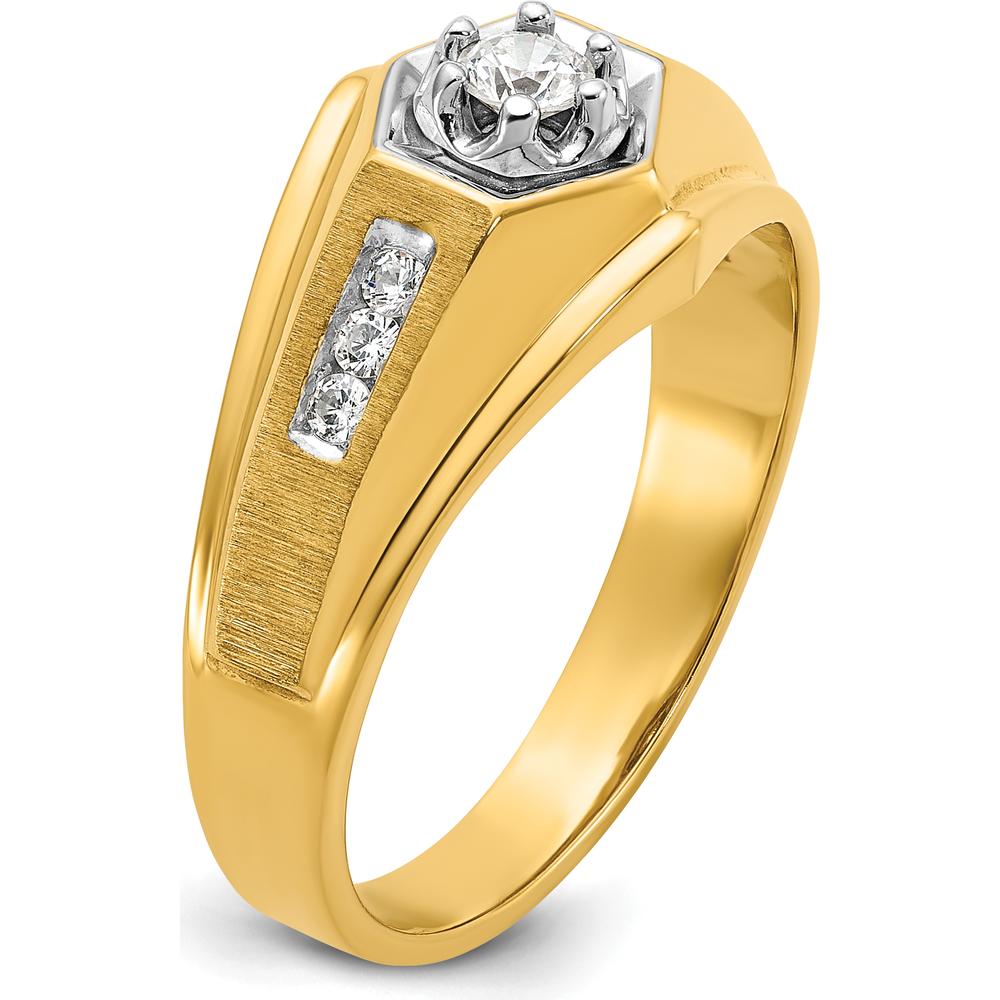 14K Yellow Gold Men's Diamond Ring Mounting with Channel Set Diamonds and Satin Finish - 0.50 Carats Total Diamond Weight by IBGoodman