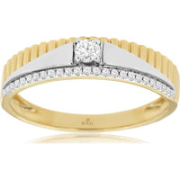14K Yellow Gold Men's Diamond Ring with 0.20 Carats Total Diamond Weight