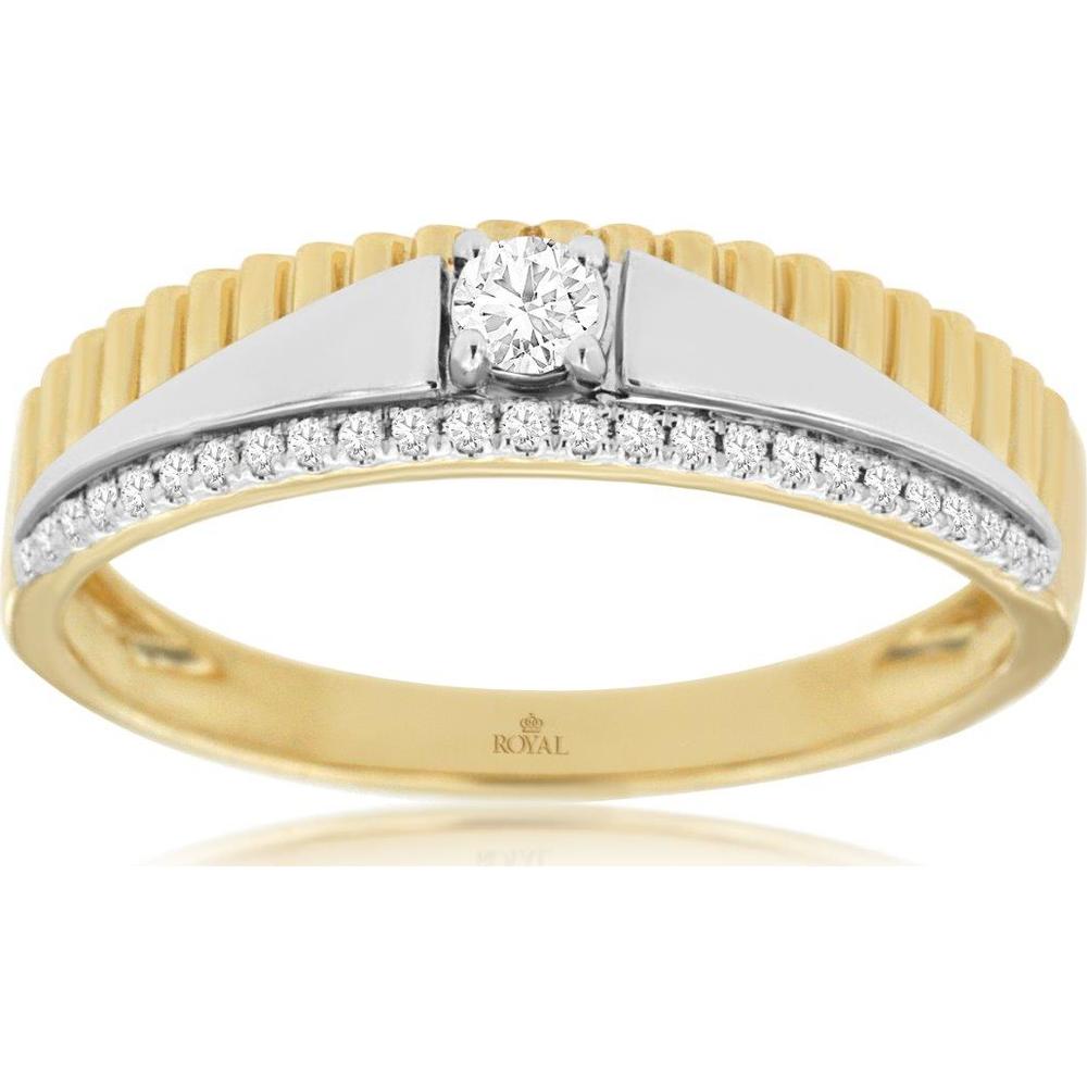 14K Yellow Gold Men's Diamond Ring with 0.20 Carats Total Diamond Weight