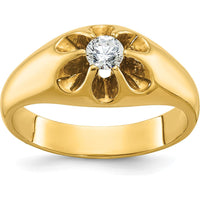 14K Yellow Gold Men's Diamond Ring with 0.25 Carats Round Diamond - Prong Set by IBGoodman