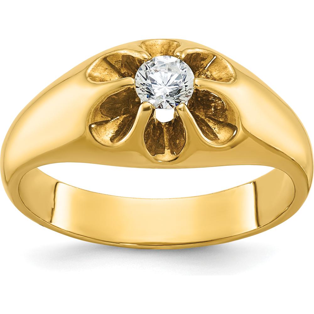 14K Yellow Gold Men's Diamond Ring with 0.25 Carats Round Diamond - Prong Set by IBGoodman