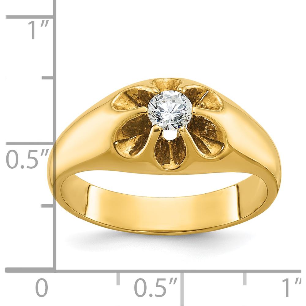14K Yellow Gold Men's Diamond Ring with 0.25 Carats Round Diamond - Prong Set by IBGoodman