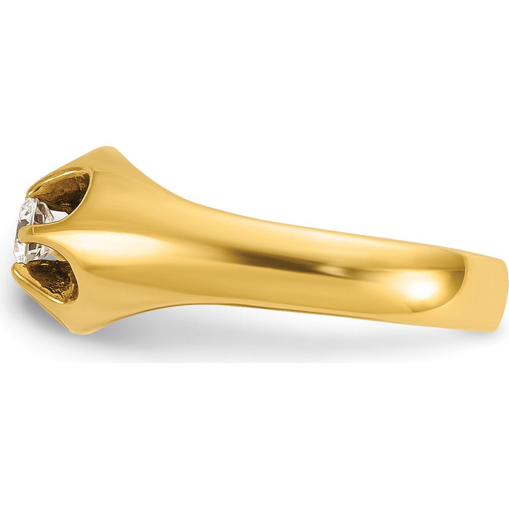 14K Yellow Gold Men's Diamond Ring with 0.25 Carats Round Diamond - Prong Set by IBGoodman