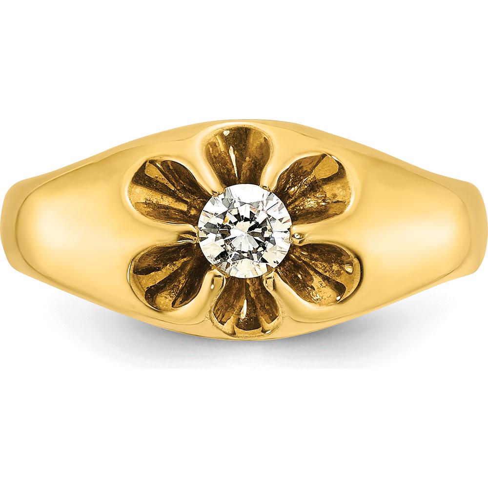 14K Yellow Gold Men's Diamond Ring with 0.25 Carats Round Diamond - Prong Set by IBGoodman